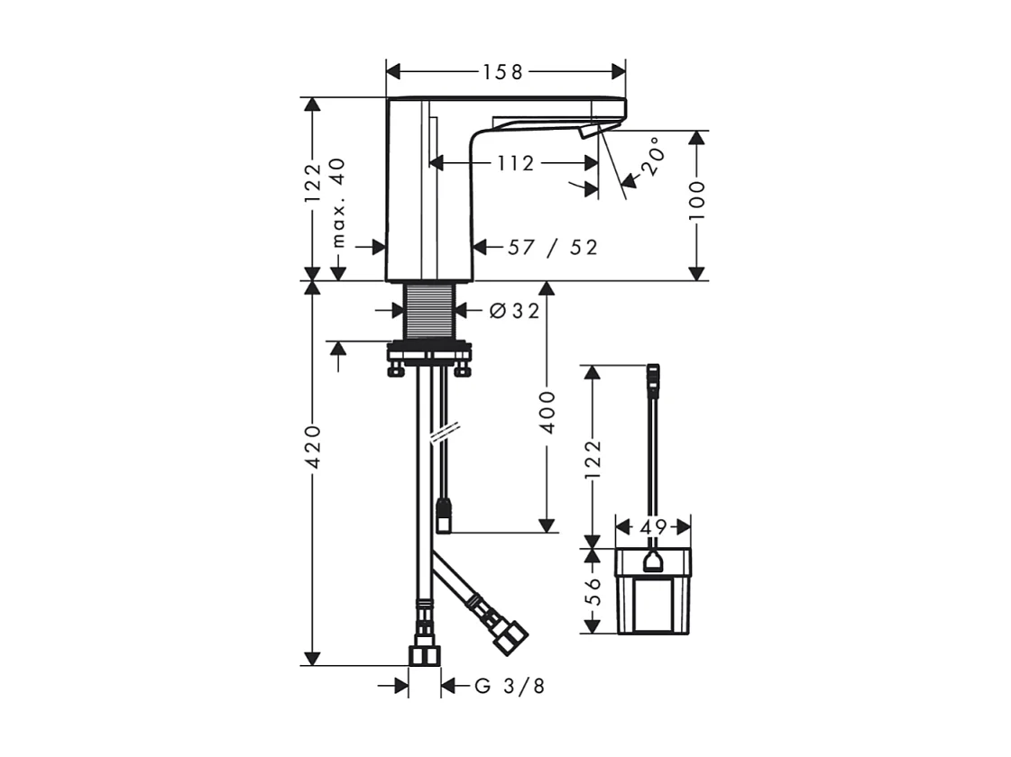 HANSGROHE Vernis Blend mezclador electrónico de lavabo con preajuste de temperatura a batería cromo