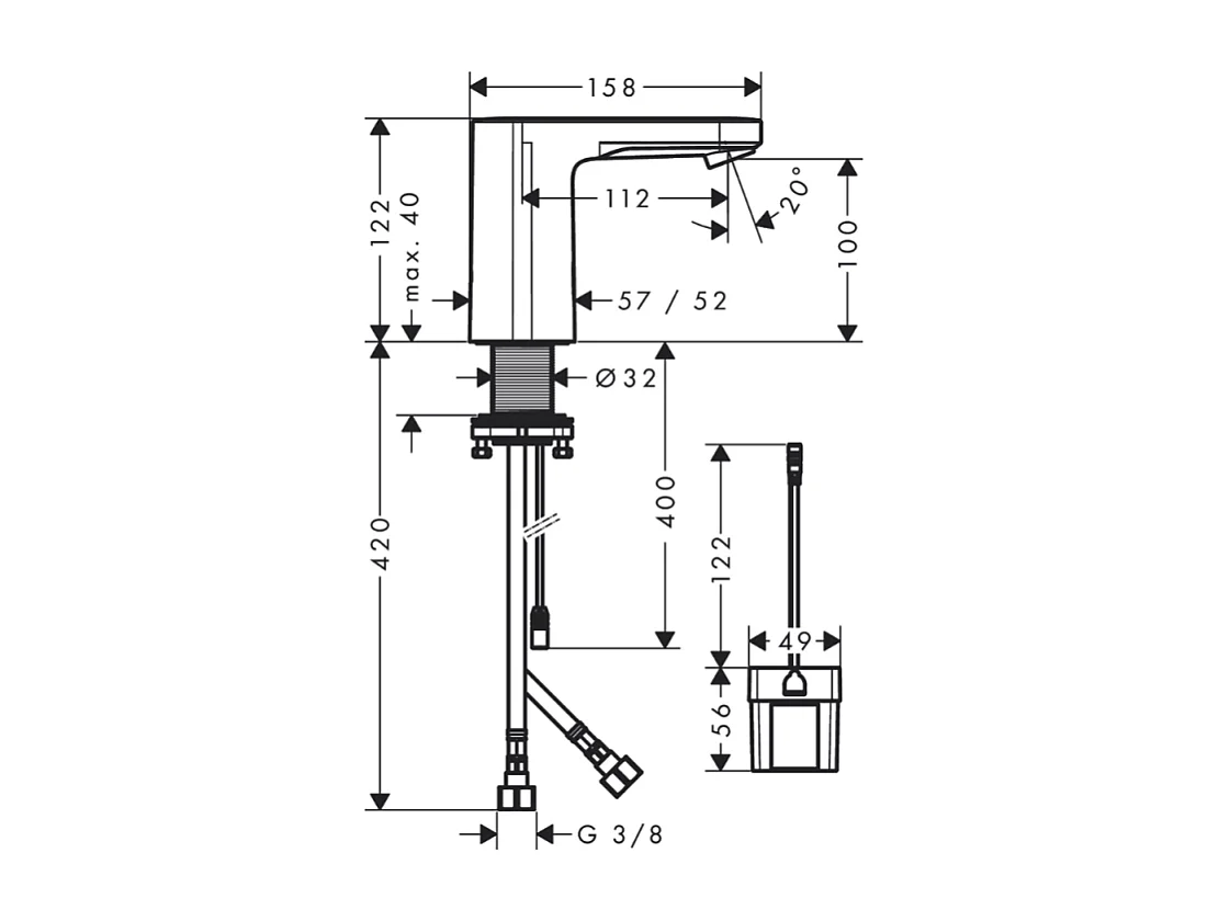 HANSGROHE Vernis Blend mezclador electrónico de lavabo con preajuste de temperatura a batería cromo