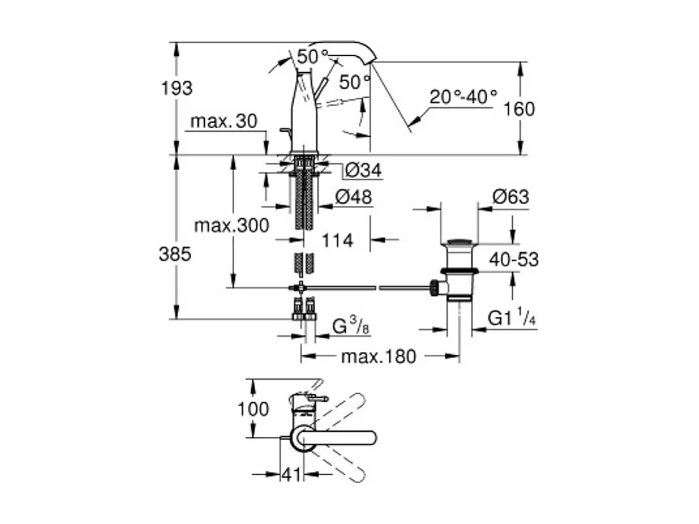 Mitigeur lavabo GROHE Essence M Chromé