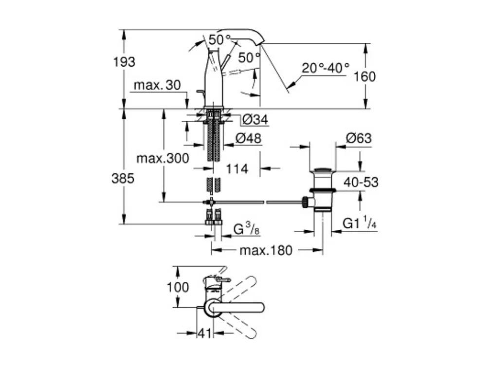 GROHE Essence M mezclador de lavabo Cromo