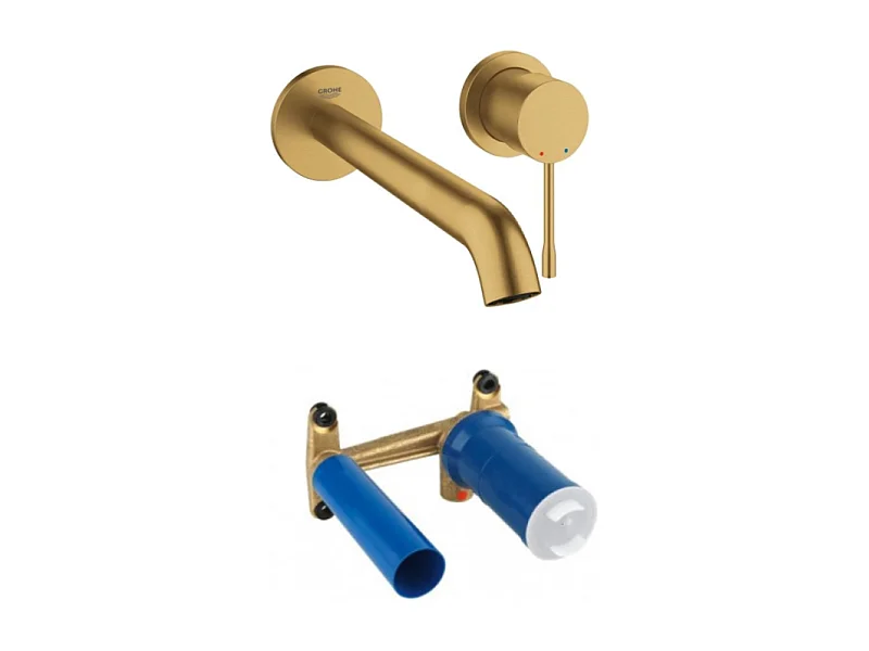 GROHE Mitigeur mural lavabo Essence Taille L Cool Sunrise Brossé + corps encastré