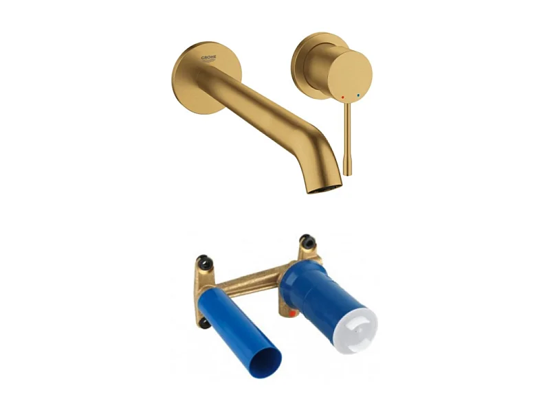 GROHE Mitigeur mural lavabo Essence Taille L Cool Sunrise Brossé + corps encastré