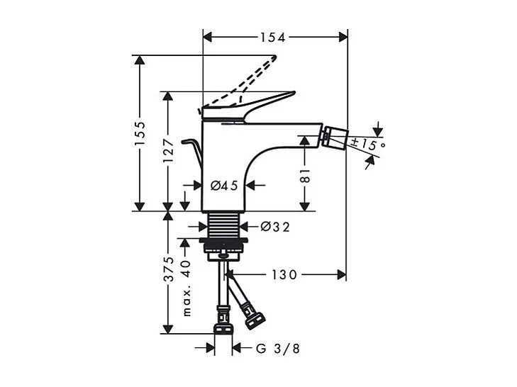HANSGROHE Mitigeur de bidet avec tirette et vidage chromé