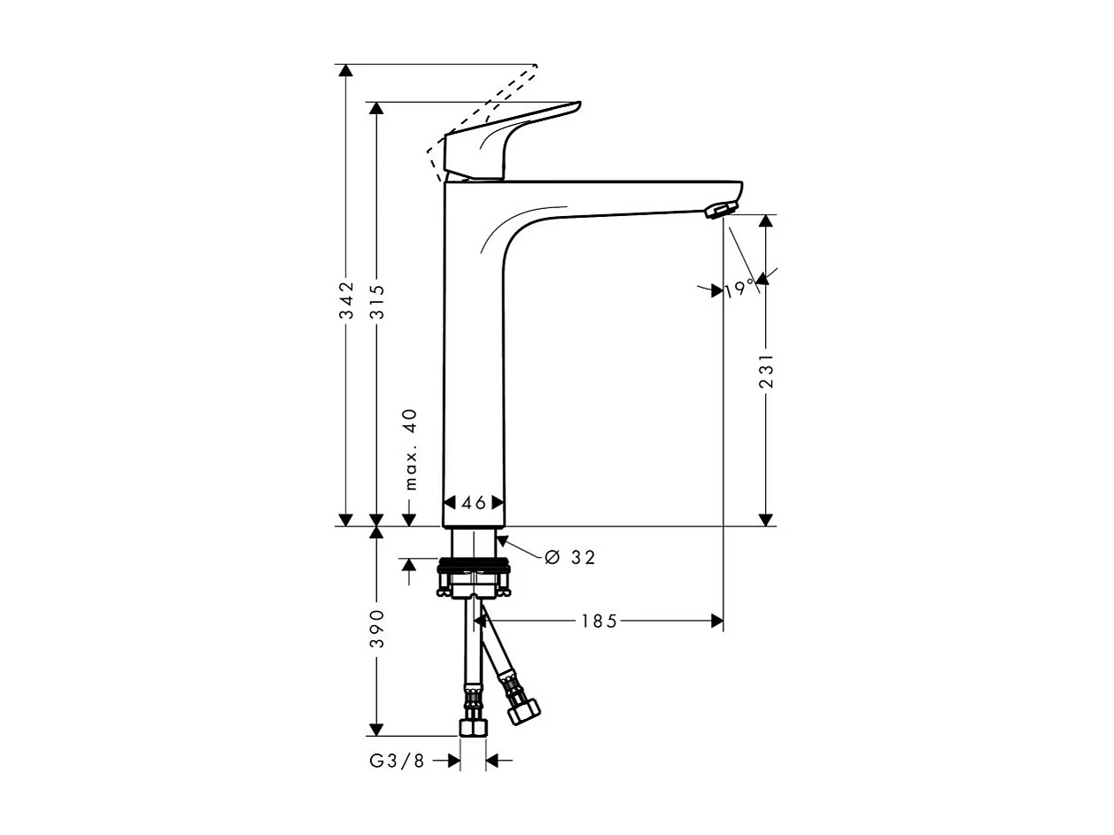 HANSGROHE Mezclador de lavabo Focus 230, sin vaciador extraíble ni automático, cromado