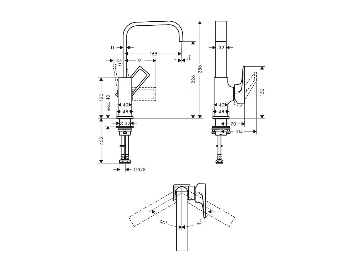 HANSGROHE Mitigeur lavabo Metropol 230 poignée étrier, bonde Push-Open chromé