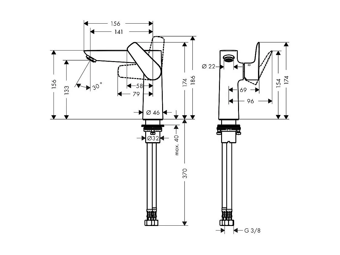Mitigeur lavabo HANSGROHE Talis E 150, sans tirette ni vidage chromé
