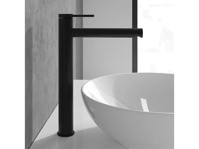 Mitigeur lavabo surélevé VILLEROY ET BOCH Loop & Friends sans tirette Noir mat