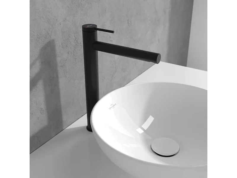 Mitigeur lavabo surélevé VILLEROY ET BOCH Loop & Friends sans tirette Noir mat