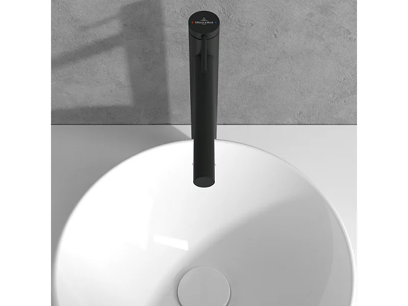 Mitigeur lavabo surélevé VILLEROY ET BOCH Loop & Friends sans tirette Noir mat