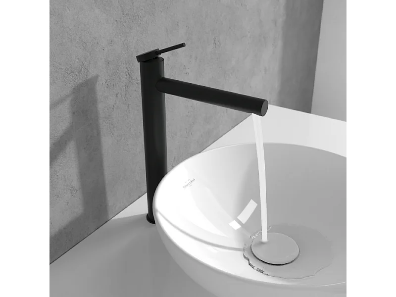 VILLEROY ET BOCH Loop & Friends Mezclador elevado de lavabo sin tirador Negro mate