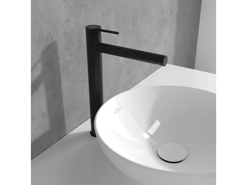 Mitigeur lavabo surélevé VILLEROY ET BOCH Loop & Friends sans tirette Noir mat