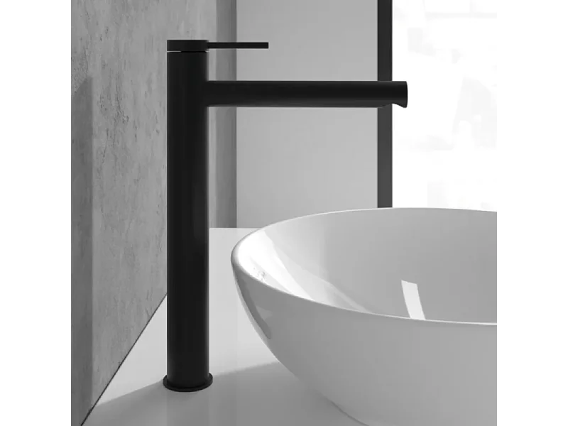 Mitigeur lavabo surélevé VILLEROY ET BOCH Loop & Friends sans tirette Noir mat