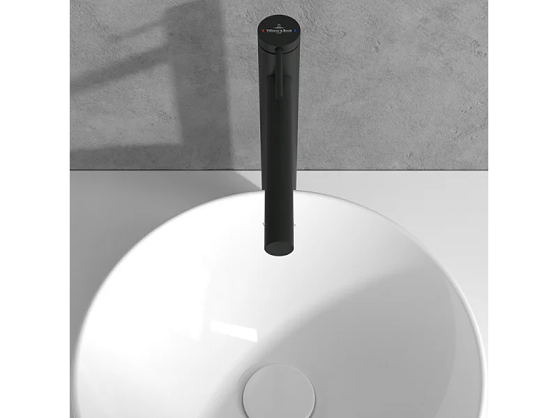 Mitigeur lavabo surélevé VILLEROY ET BOCH Loop & Friends sans tirette Noir mat