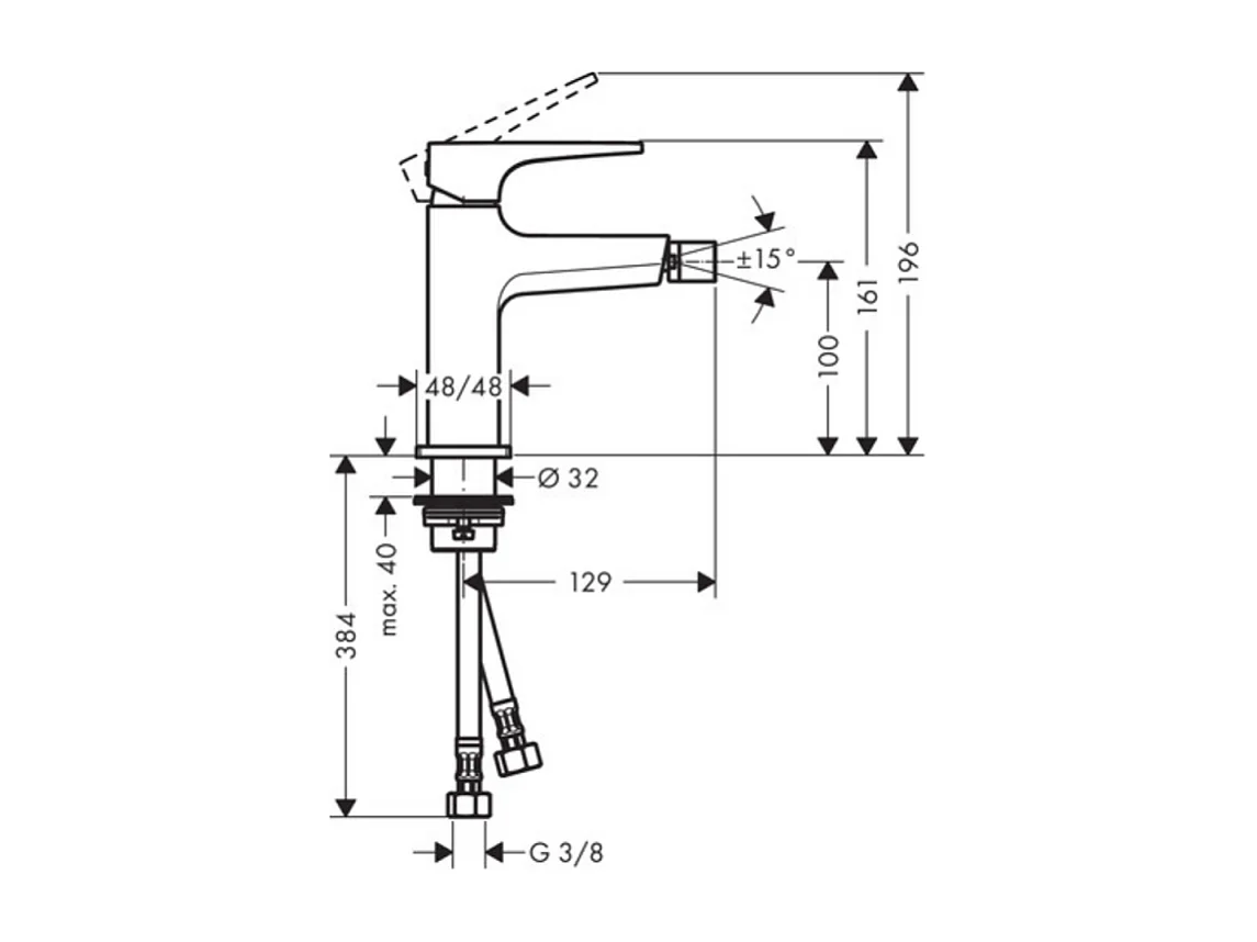 HANSGROHE Mitigeur bidet poignée manette, bonde Push-Open bronze brossé