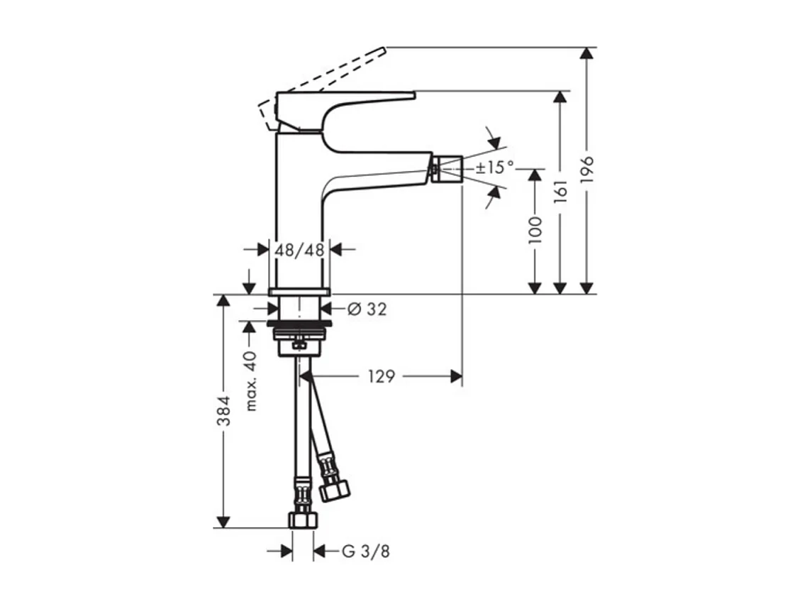 HANSGROHE Mitigeur bidet poignée manette, bonde Push-Open bronze brossé