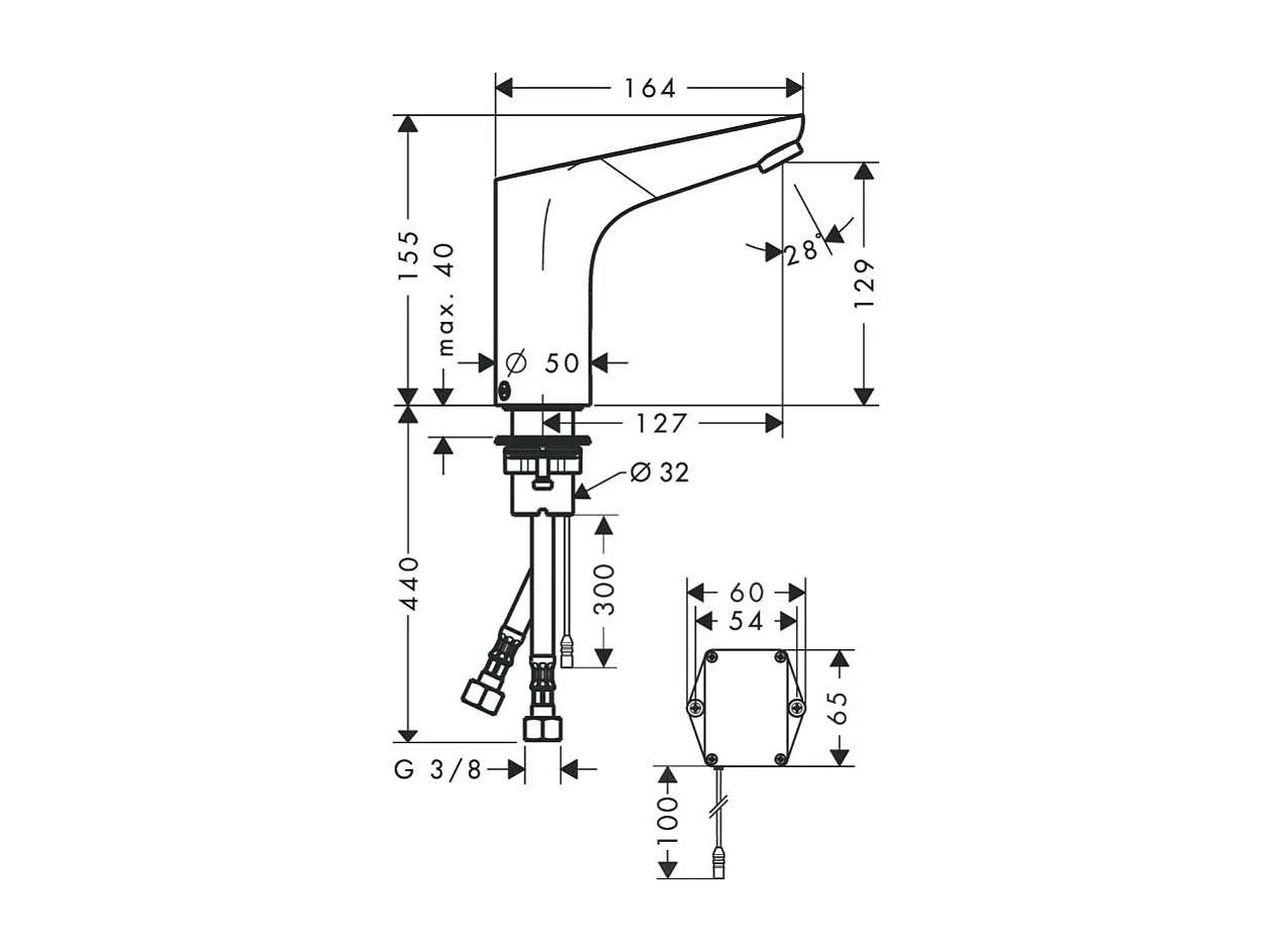 HANSGROHE Mezclador electrónico de lavabo Focus con palanca de control de temperatura, cromado