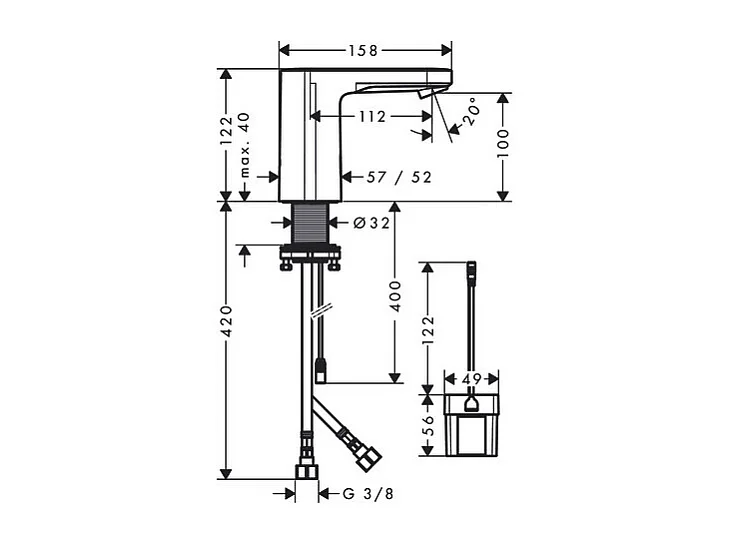 HANSGROHE Vernis Blend mezclador electrónico de lavabo con temperatura preestablecida o agua fría a batería cromo