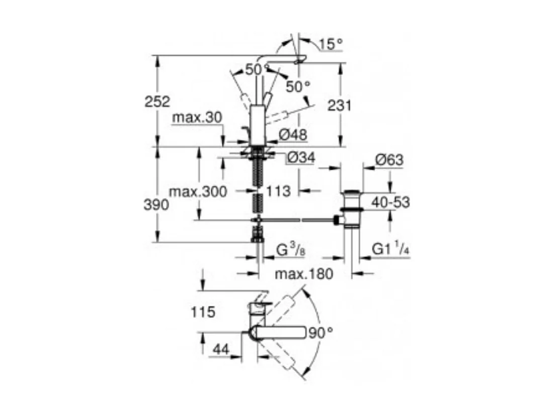 GROHE Mitigeur lavabo Lineare Taille L