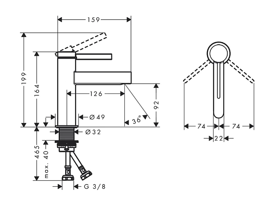 HANSGROHE Mitigeur de lavabo 100, bonde Push-Open chromé Finoris
