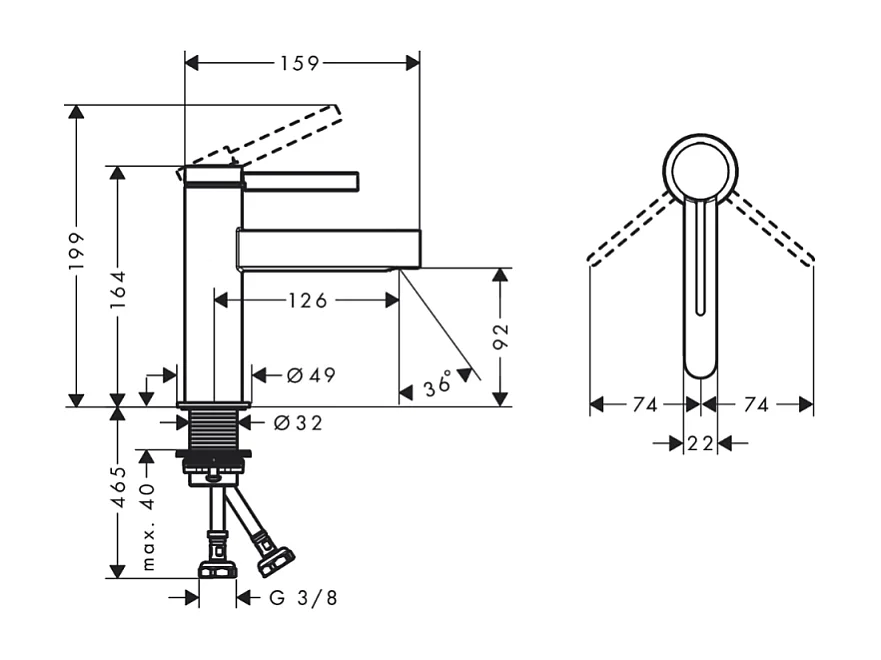 HANSGROHE Mitigeur de lavabo 100, bonde Push-Open chromé Finoris