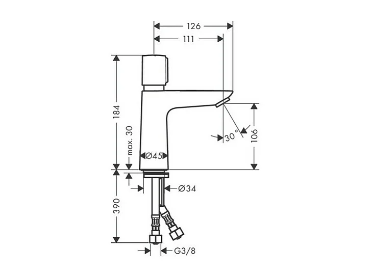 HANSGROHE Mitigeur de lavabo 110 temporisé avec réglage de température chromé