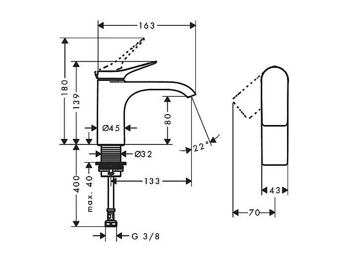 HANSGROHE Grifo para lavabo 80 agua fría sin extraíble ni desagüe blanco mate