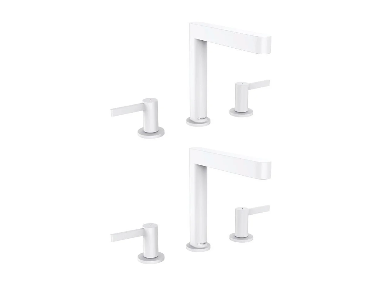 HANSGROHE Mélangeur de lavabo 3 trous 160, bonde Push-Open blanc mat Finoris