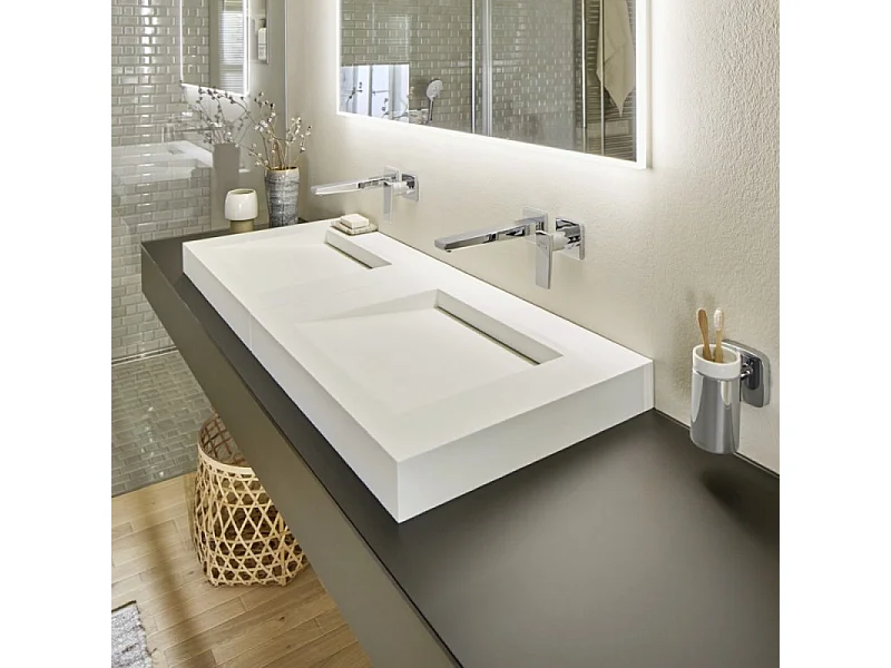 HANSGROHE Mitigeur de lavabo encastré mural, bec 225mm, poignée manette, bonde à écoulement libre chromé