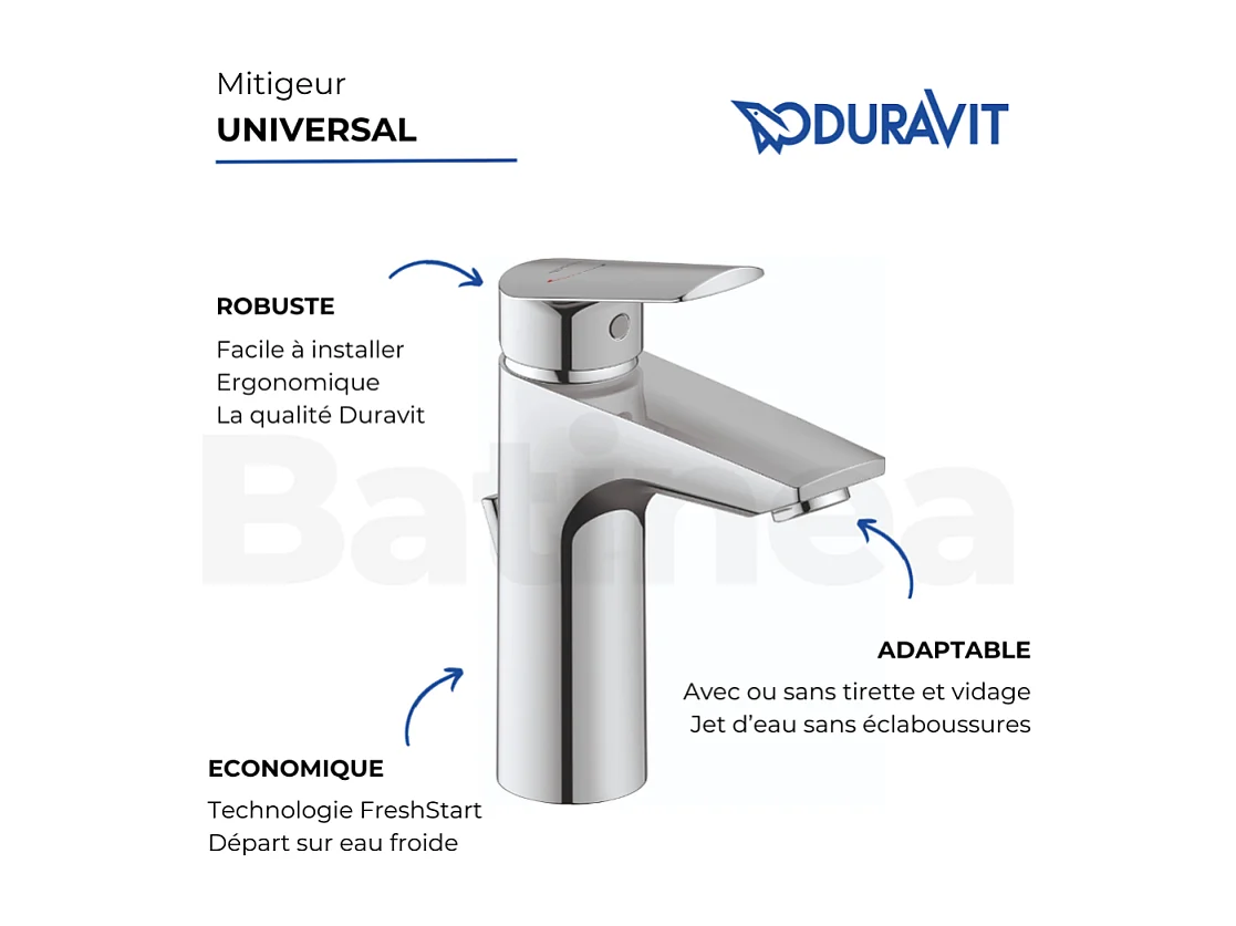 Mezclador de lavabo talla M DURAVIT Duravit No.1 FreshStart cromo sin extraíble ni desagüe