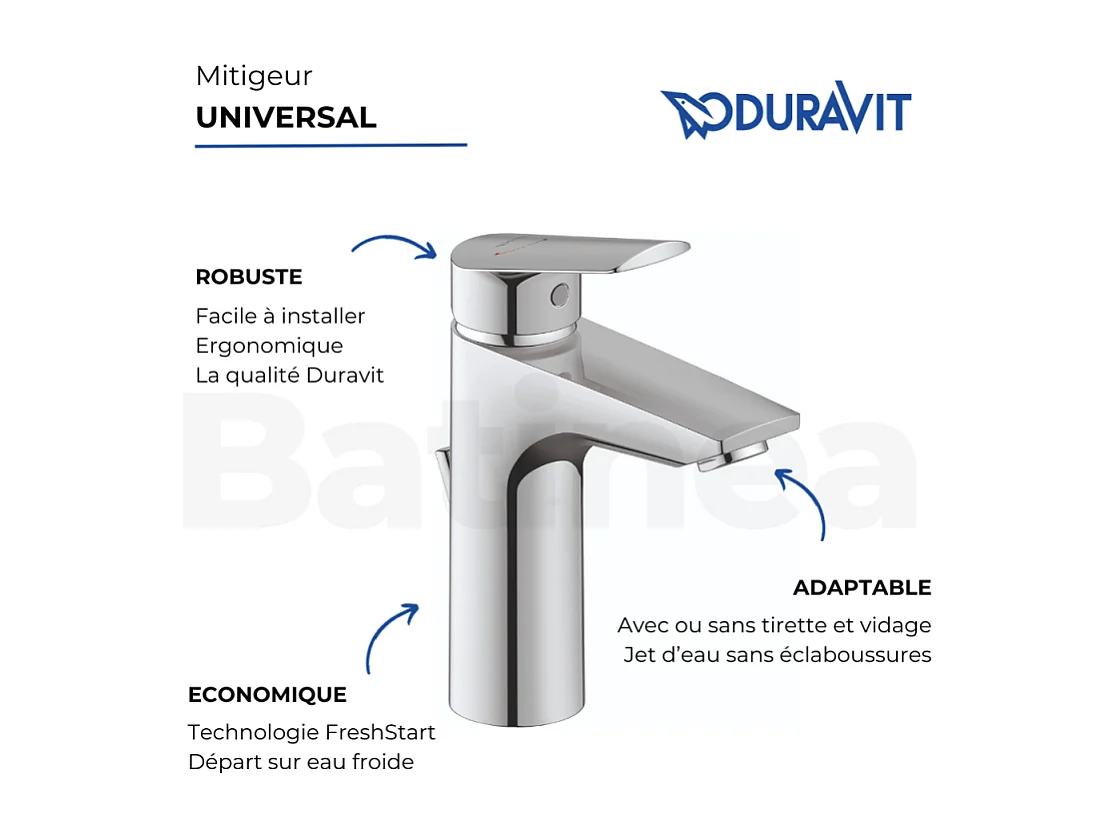 Mezclador de lavabo talla M DURAVIT Duravit No.1 FreshStart cromo sin extraíble ni desagüe