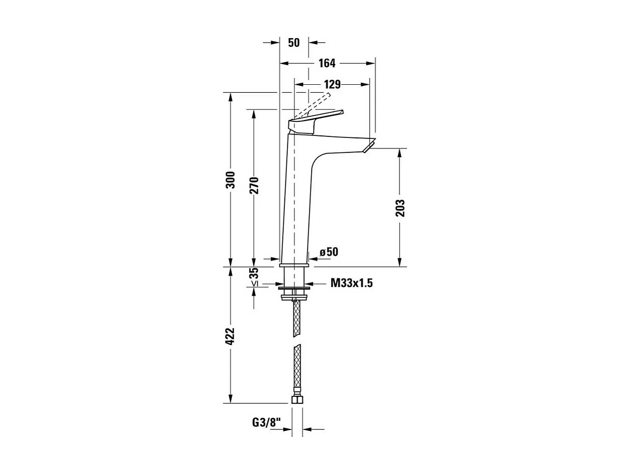 Mezclador de lavabo tamaño L DURAVIT Duravit No.1 MinusFlow cromo sin extraíble ni desagüe