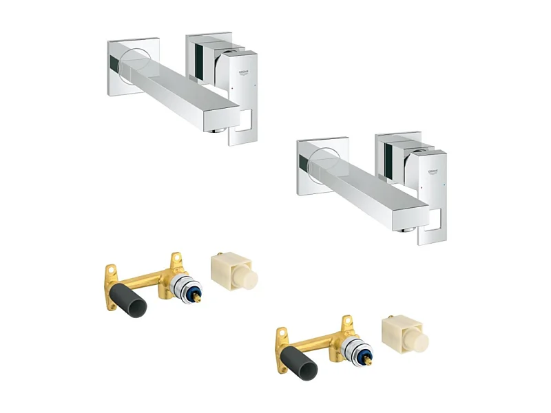 Lot de 2 mitigeurs lavabo mural GROHE Eurocube M + corps encastré