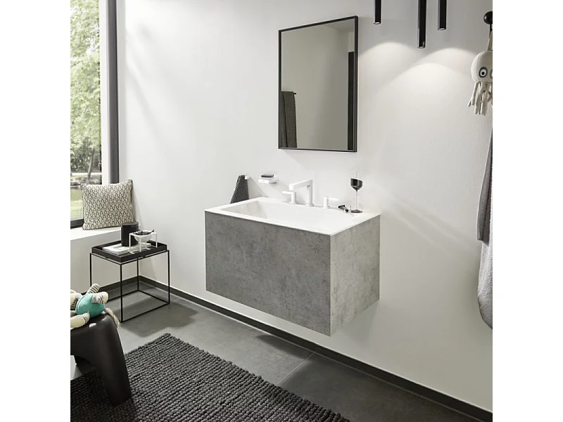 Mélangeur de lavabo 3 trous HANSGROHE Finoris 110 avec bonde Push-Open blanc mat