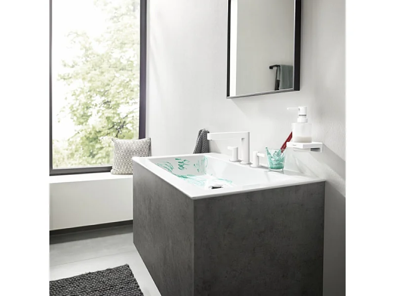 Mélangeur de lavabo 3 trous HANSGROHE Finoris 110 avec bonde Push-Open blanc mat