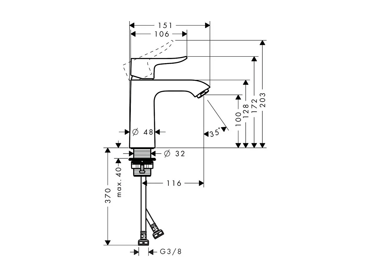 HANSGROHE Metris 110 mezclador de lavabo, sin vaciador extraíble ni automático, cromo