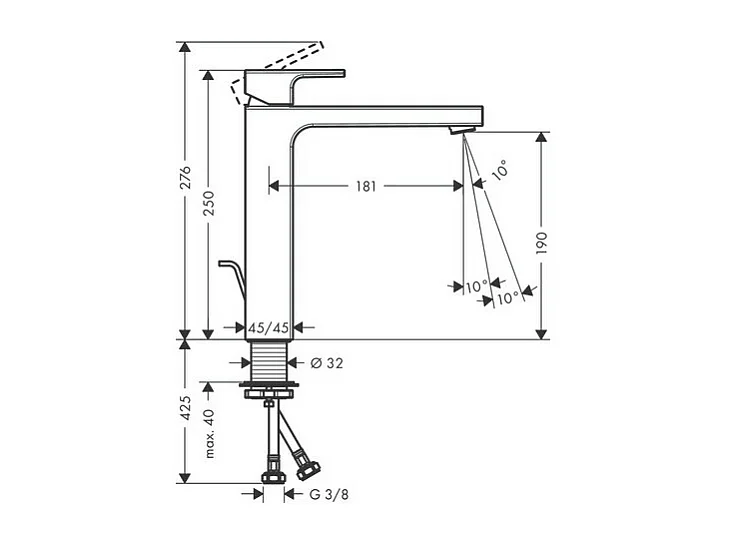 HANSGROHE Mitigeur de lavabo 190 avec tirette et vidage synthétique chromé