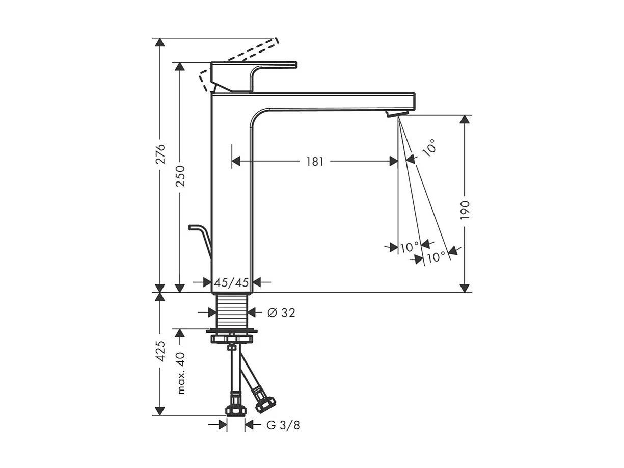 HANSGROHE Mitigeur de lavabo 190 avec tirette et vidage synthétique chromé