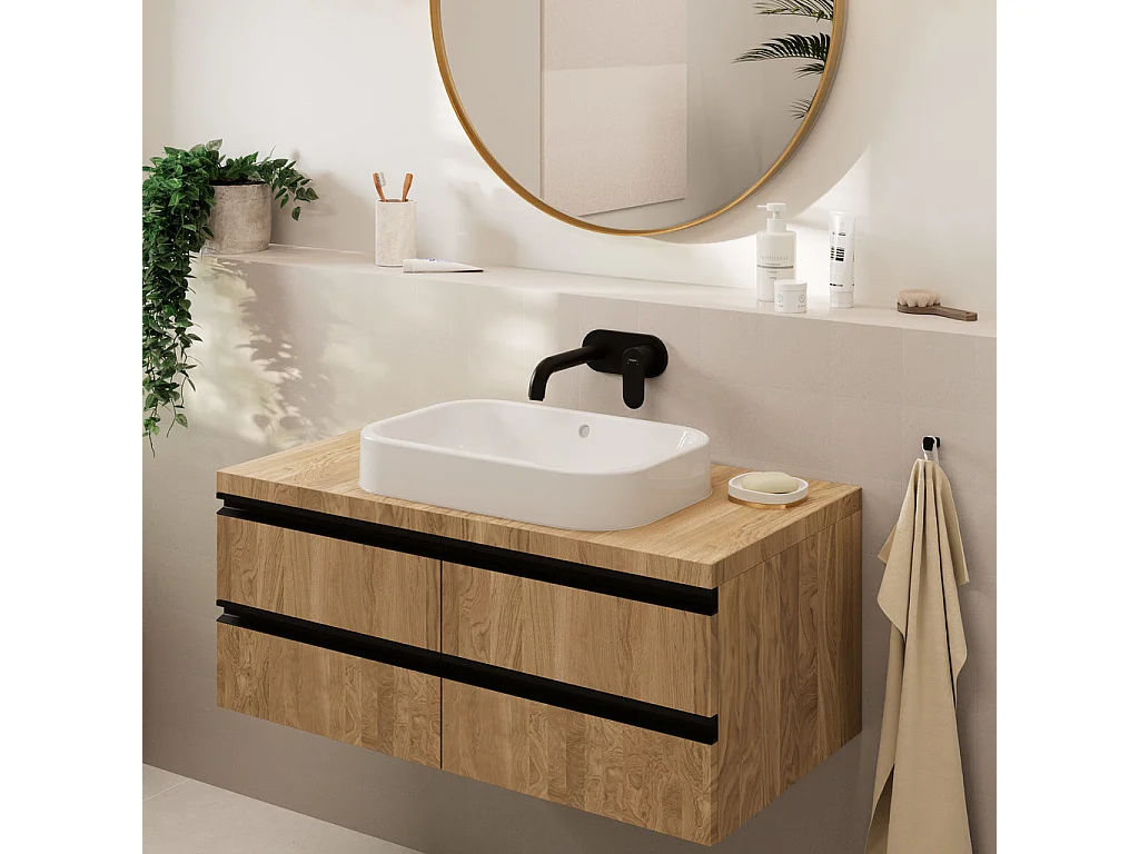 Mitigeur mural lavabo encastré HANSGROHE Vernis Blend, Ecosmart noir mat