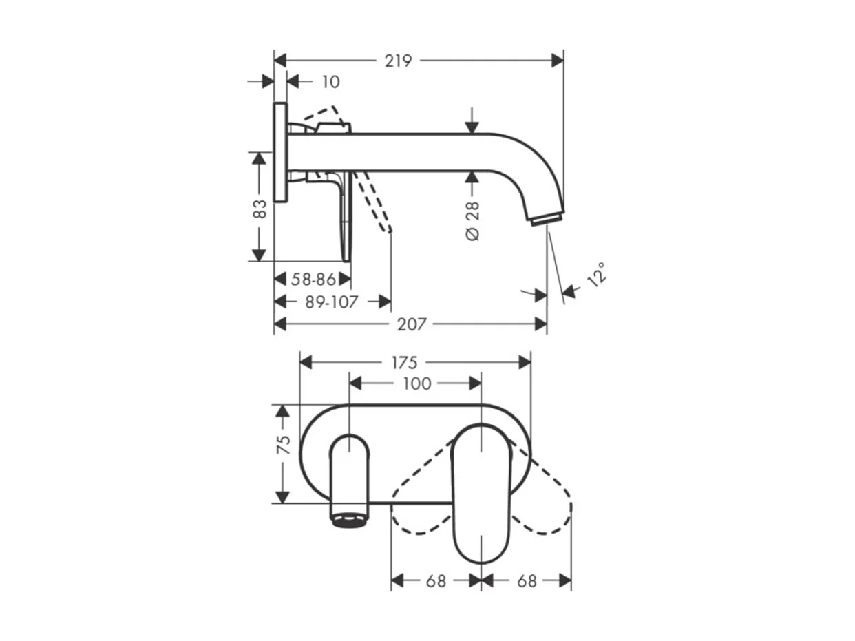 HANSGROHE Vernis Blend Mezclador empotrado de pared para lavabo, Ecosmart cromo