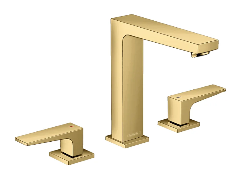 HANSGROHE Mélangeur lavabo Metropol 160 3 trous poignées manettes, bonde Push-Open aspect doré poli