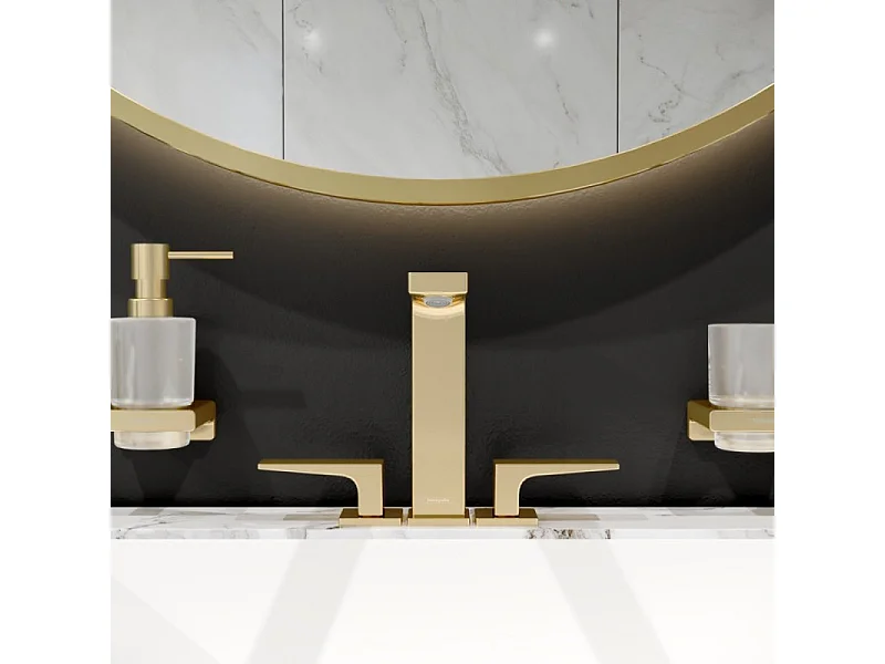 HANSGROHE Mélangeur lavabo Metropol 160 3 trous poignées manettes, bonde Push-Open aspect doré poli