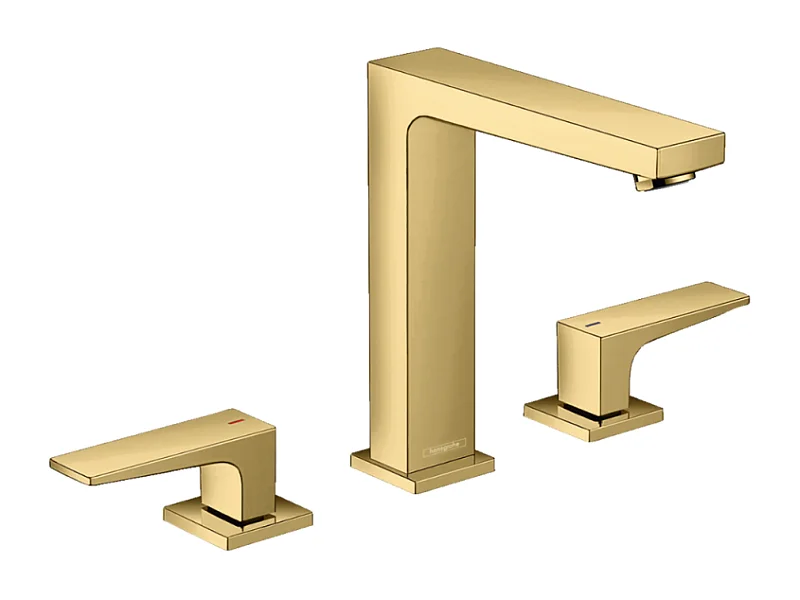 HANSGROHE Mélangeur lavabo Metropol 160 3 trous poignées manettes, bonde Push-Open aspect doré poli