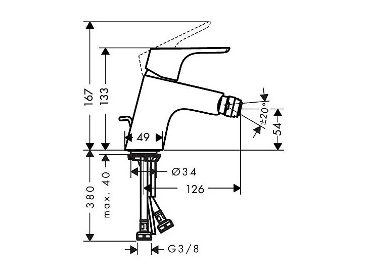 Robinet bidet HANSGROHE Focus Chromé avec tirette et vidage