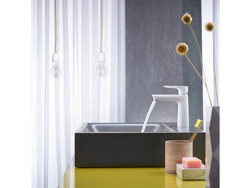 HANSGROHE Talis E 110 mezclador de lavabo con extraíble y desagüe blanco mate