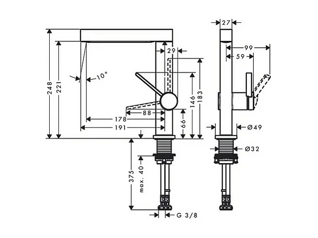 Mitigeur lavabo HANSGROHE Finoris 230 + bonde Push-Open Chromé