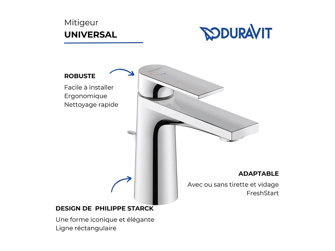 Mezclador lavabo talla M DURAVIT Tulum Freshstart cromo