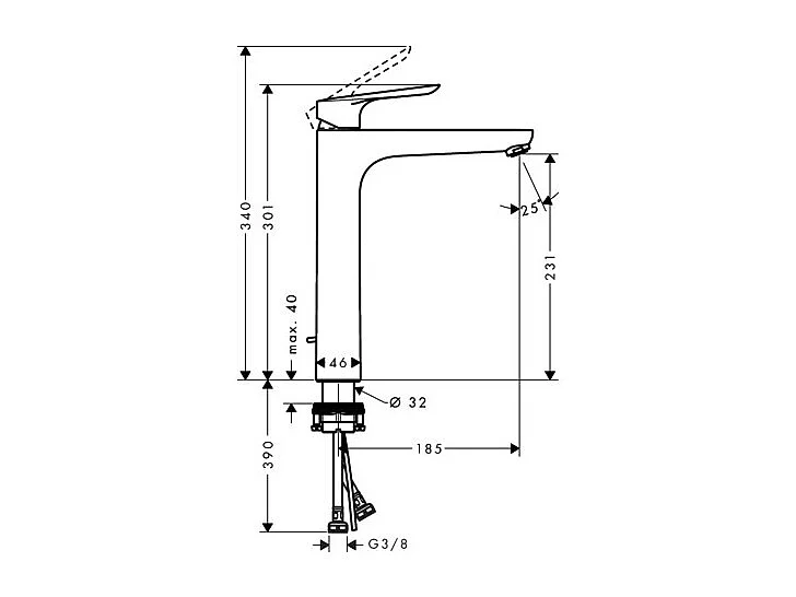 HANSGROHE Mitigeur de lavabo 230 avec tirette et vidage chromé