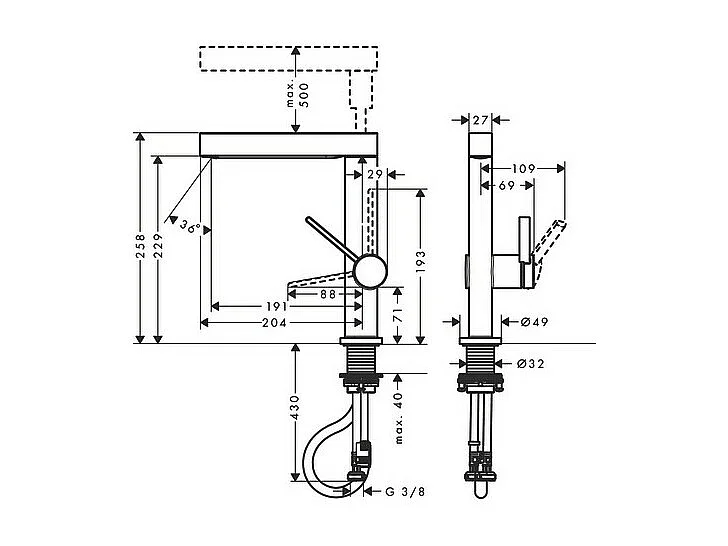 Lot de 2 mitigeurs lavabo avec douchette HANSGROHE Finoris 2302 jets + bonde Push-Open Chromé