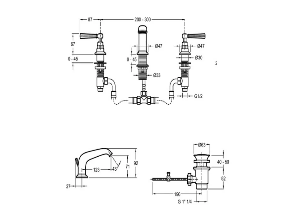 Mélangeur 3 trous JACOB DELAFON Cléo 1889 chrome