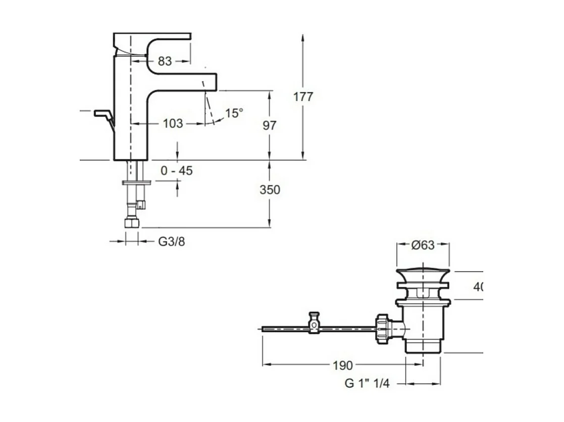 JACOB DELAFON Mitigeur lavabo Strayt Taille M